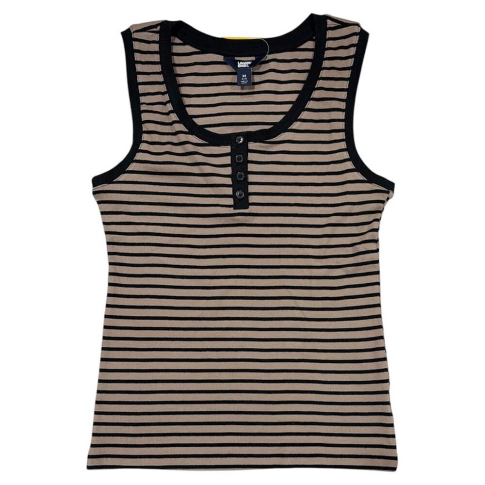 Lands' End Women's Lightweight Relaxed Fit Scoop Neck Ribbed Tank Top - Multi